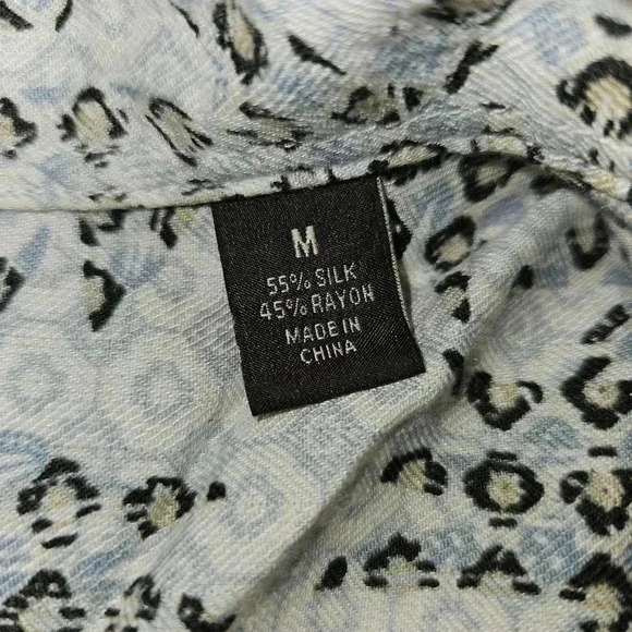 Tasso Elba 100% Silk Hawaiian Aloha Shirt Mens Medium Tropical Resort Camp - Picture 16 of 16